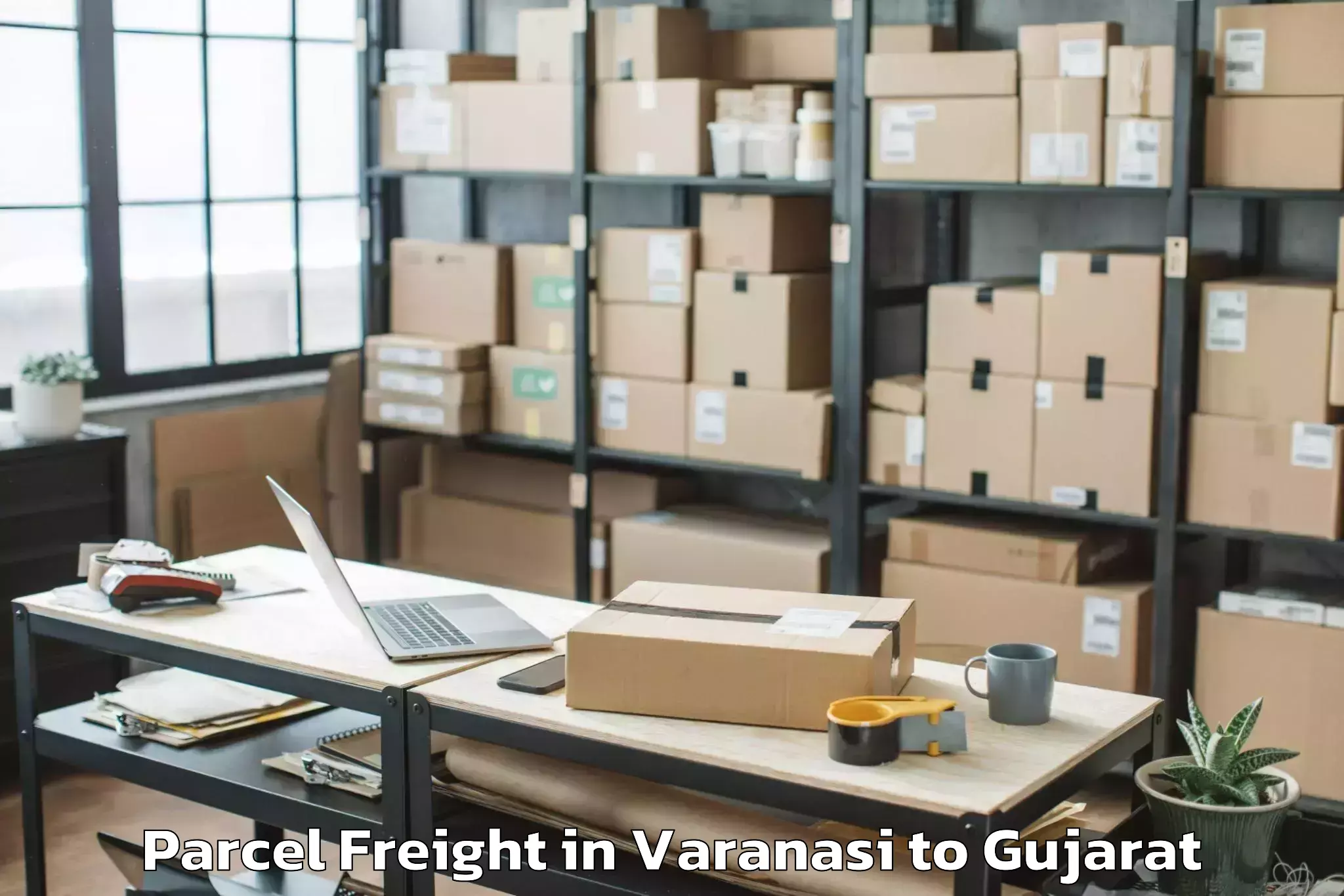 Easy Varanasi to Vaghodia Parcel Freight Booking